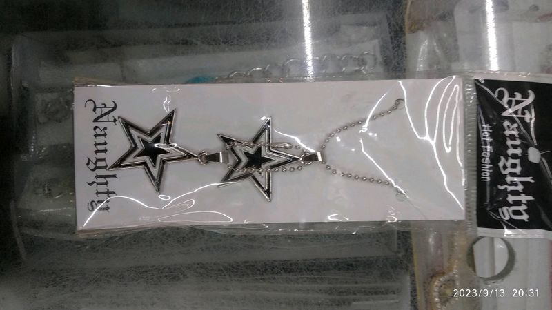 Funky Style 2 Star Chain For Neck