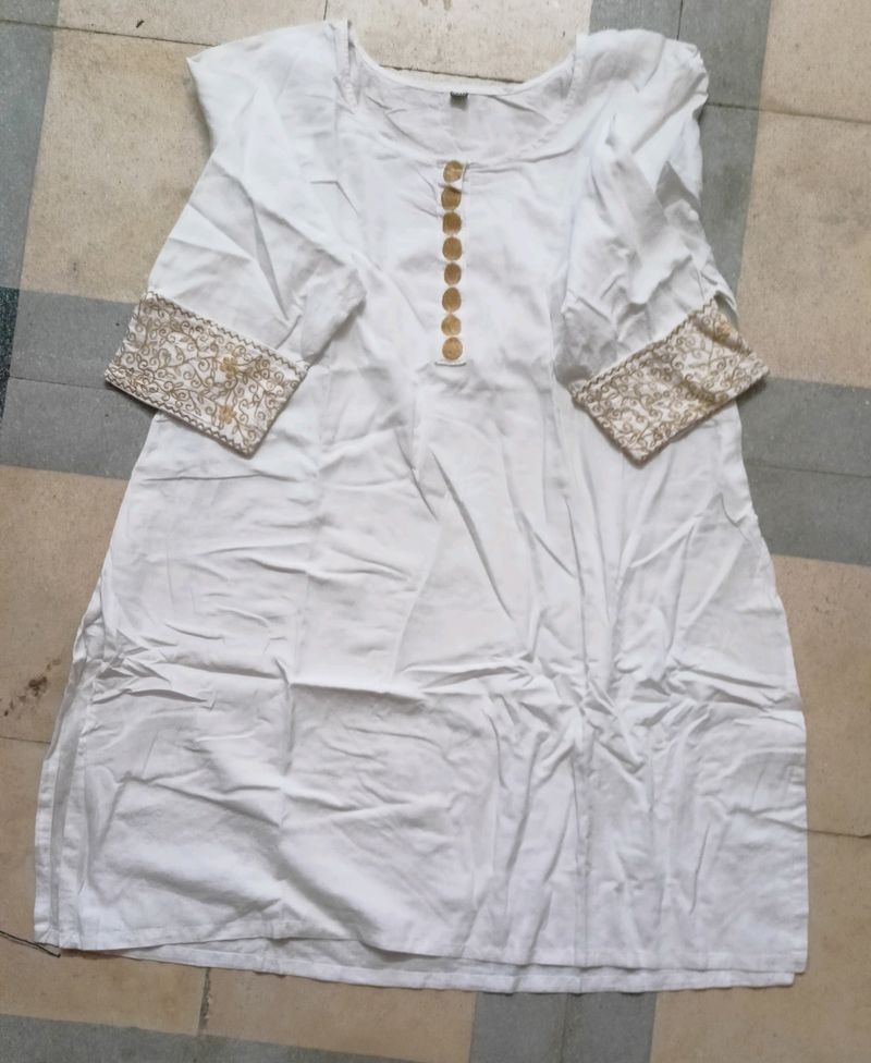 White Golden Kurti