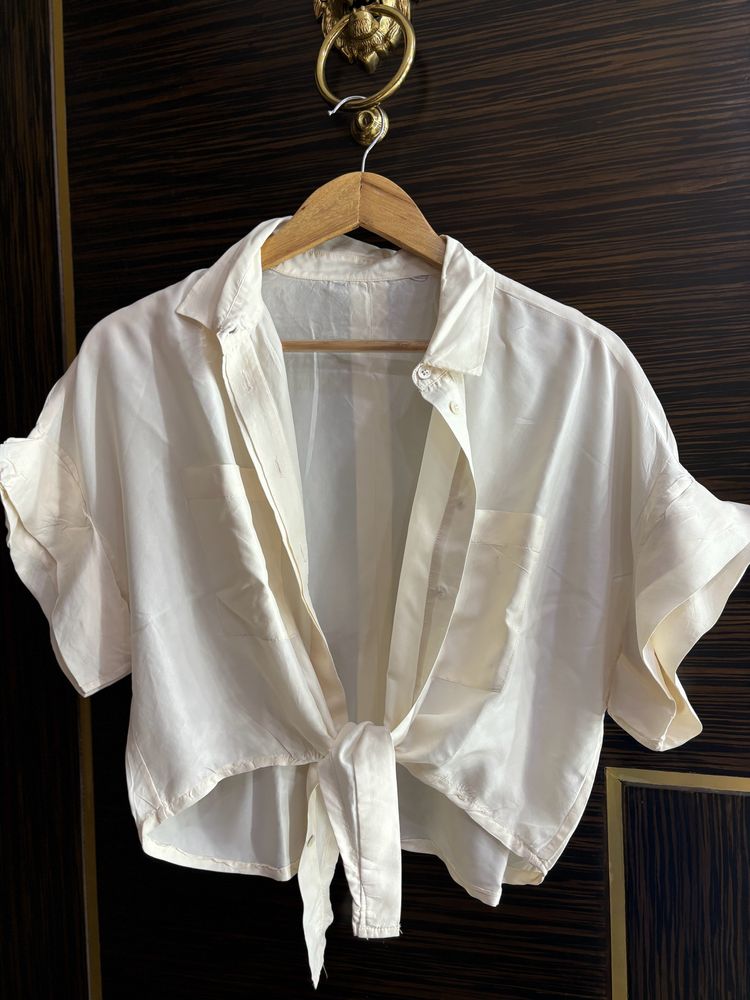 White Knot Up Shirt