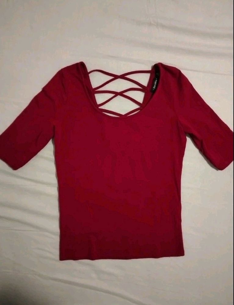 Criss- Vross Back Red Top For Women