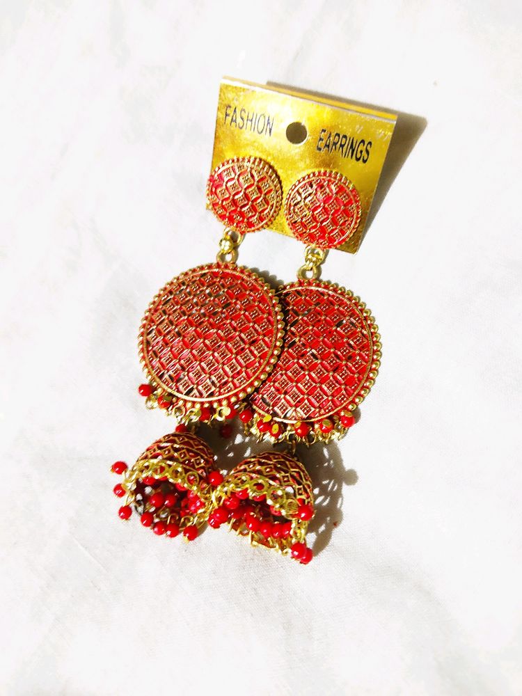 Red Alloy Long Beautiful Jhumkas....🥀