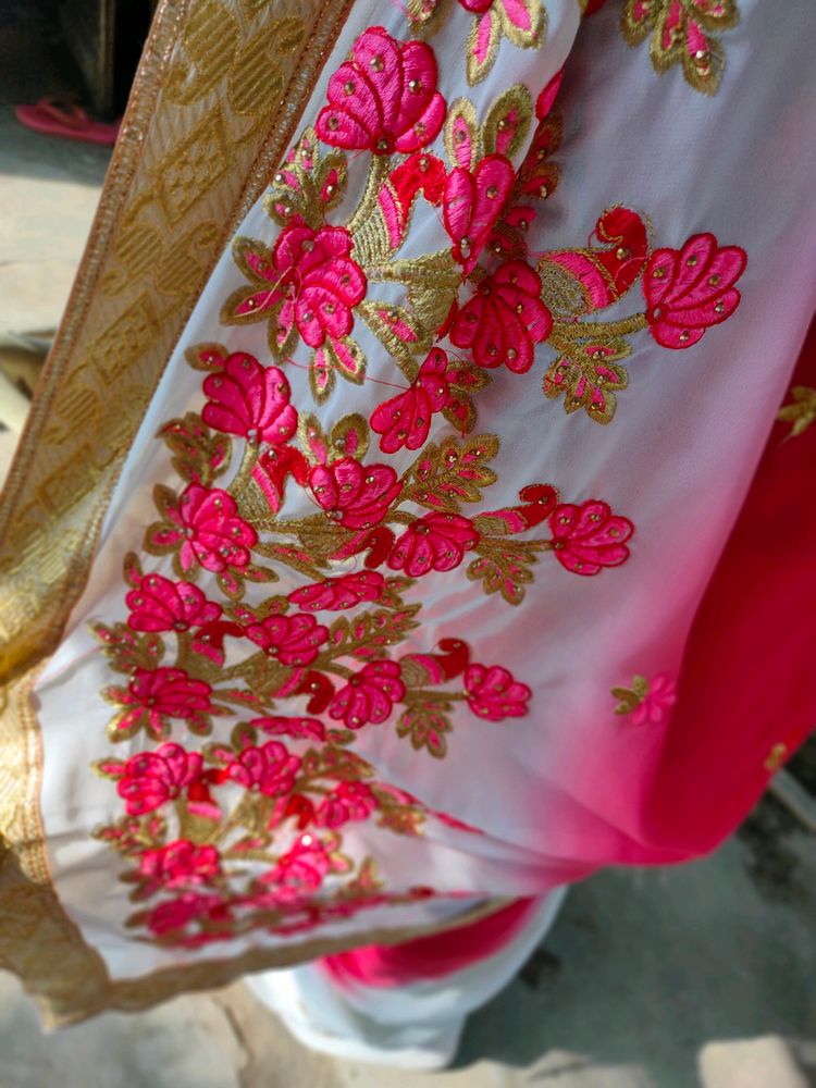 Red N White Saree