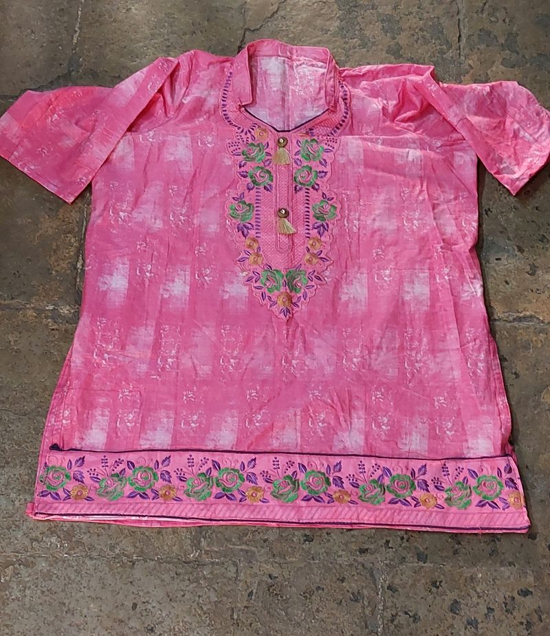 Cotton Embroidered Short Kurti