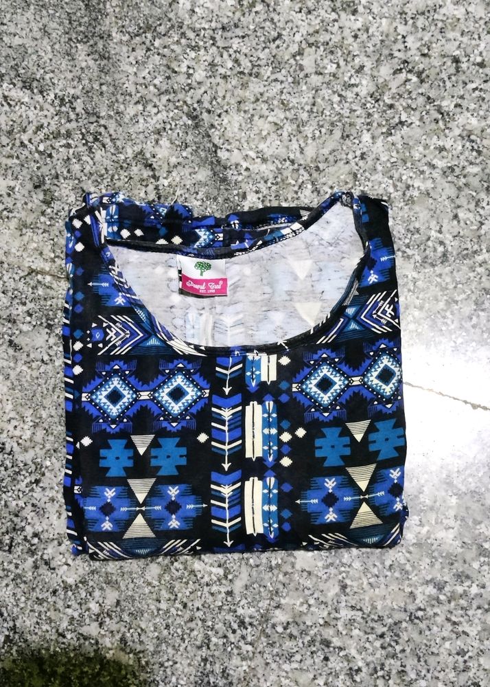 Geometric Print Blue Top