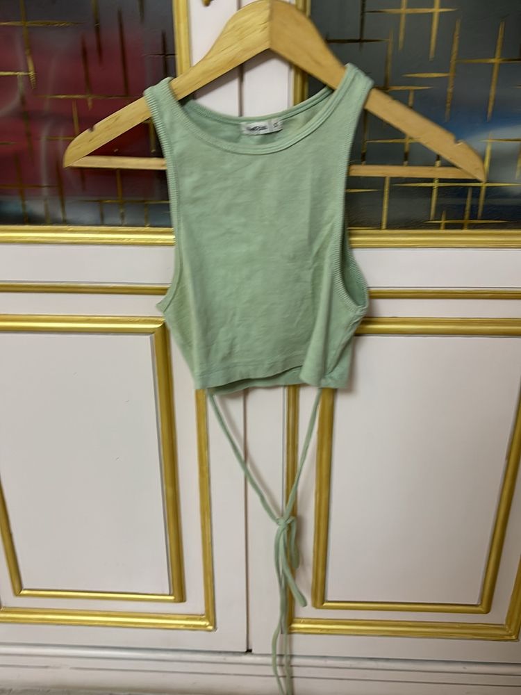 Pista Green Tie Racer Back Crop Top