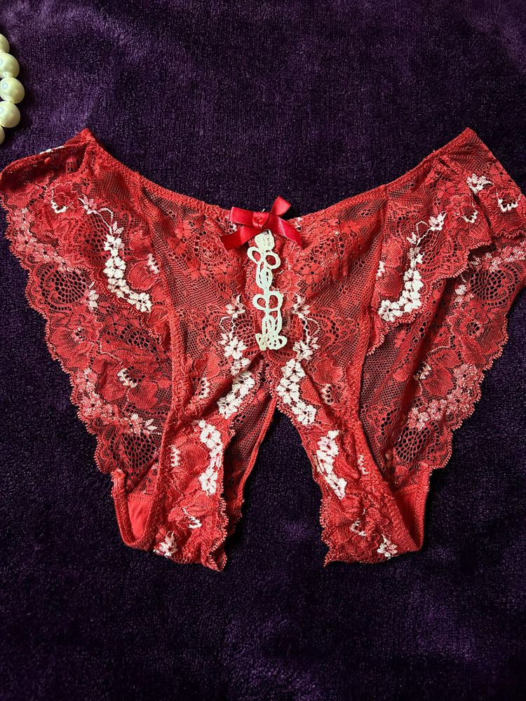 Front Open Red Lace Panty