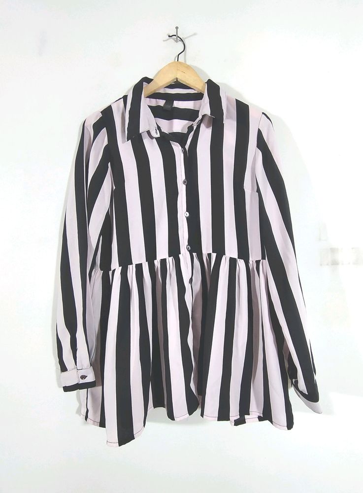 Black And Pink Striped Top (Women's)