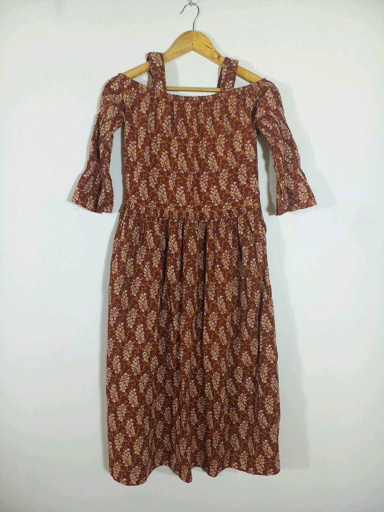 Anouk Maroon Printed Dress