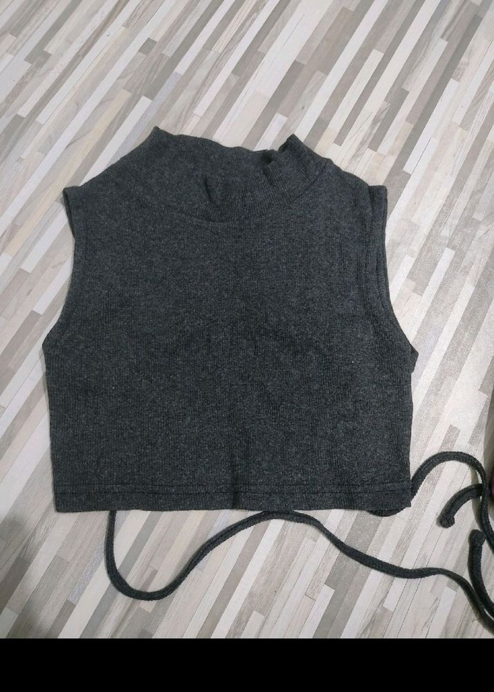 Ribbed Grey Crop Top