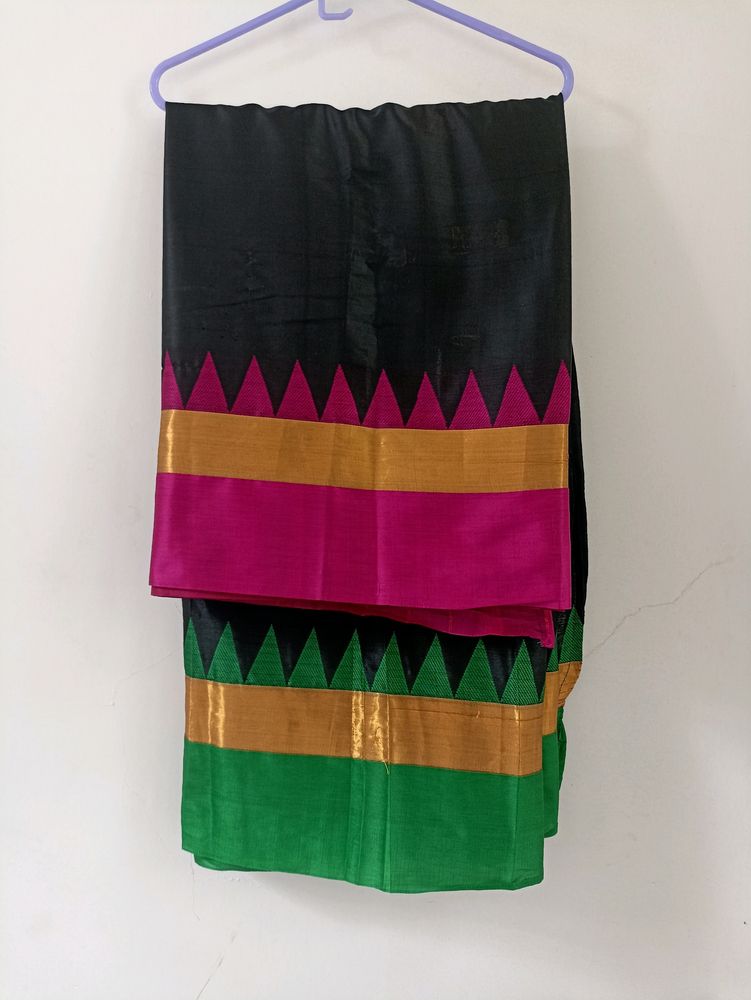 Black Saree With Double Color Border