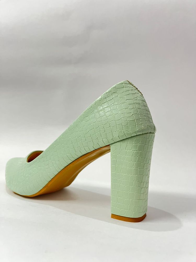 Sea Green Broad Heels For Women