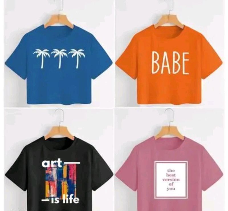 Set Of 4 Crop Tshirt For Women