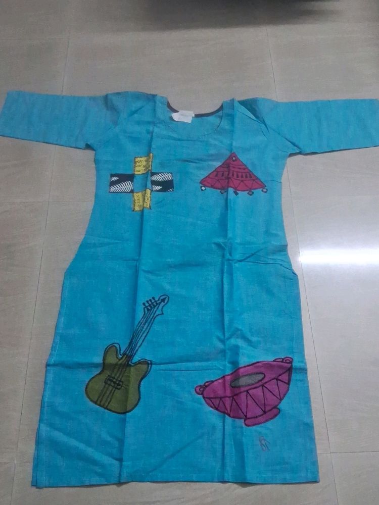 Sky Blu Cotton Kurti