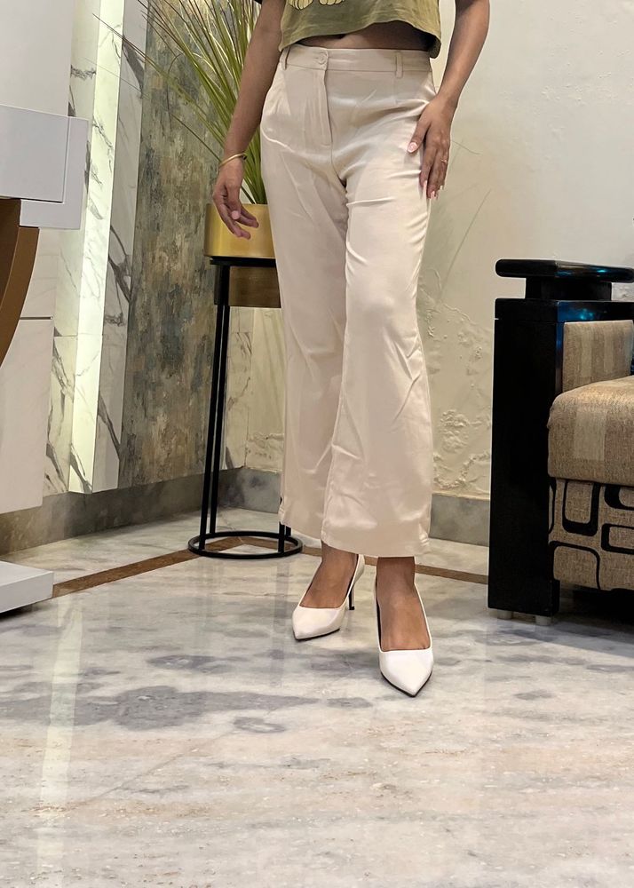 Cream Colour Straight Pant