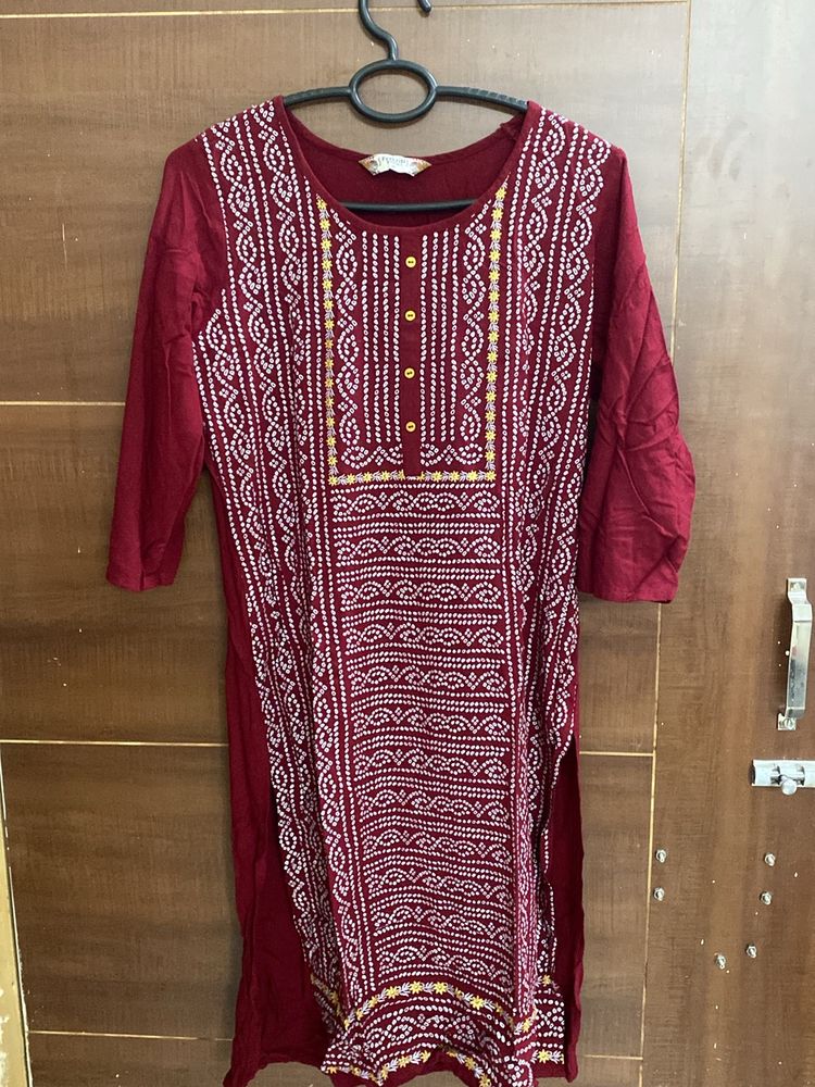 Maroon Cotton Kurti