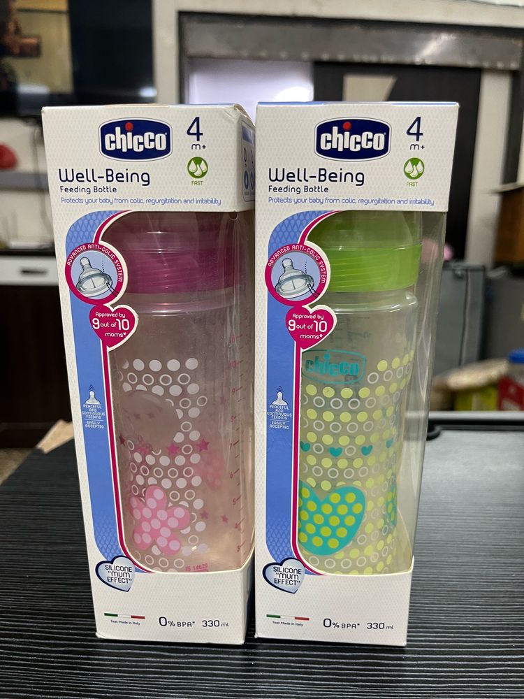 Chicco Well-being Feeding Bottle 330ML(pack Of 2pc