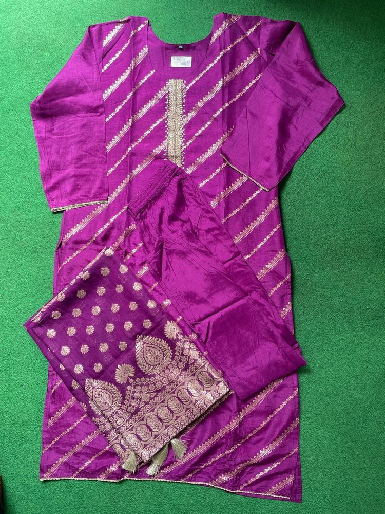 Purple Kurta Pant & Dopatta