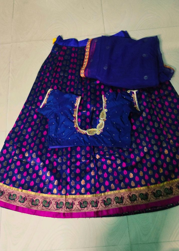 Beautiful Half Saree With Maggam Work Blouse