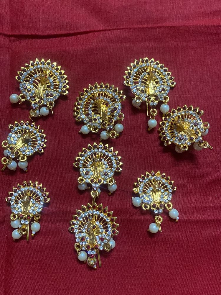 SET OF 9 PEACOCK HAIR PINS