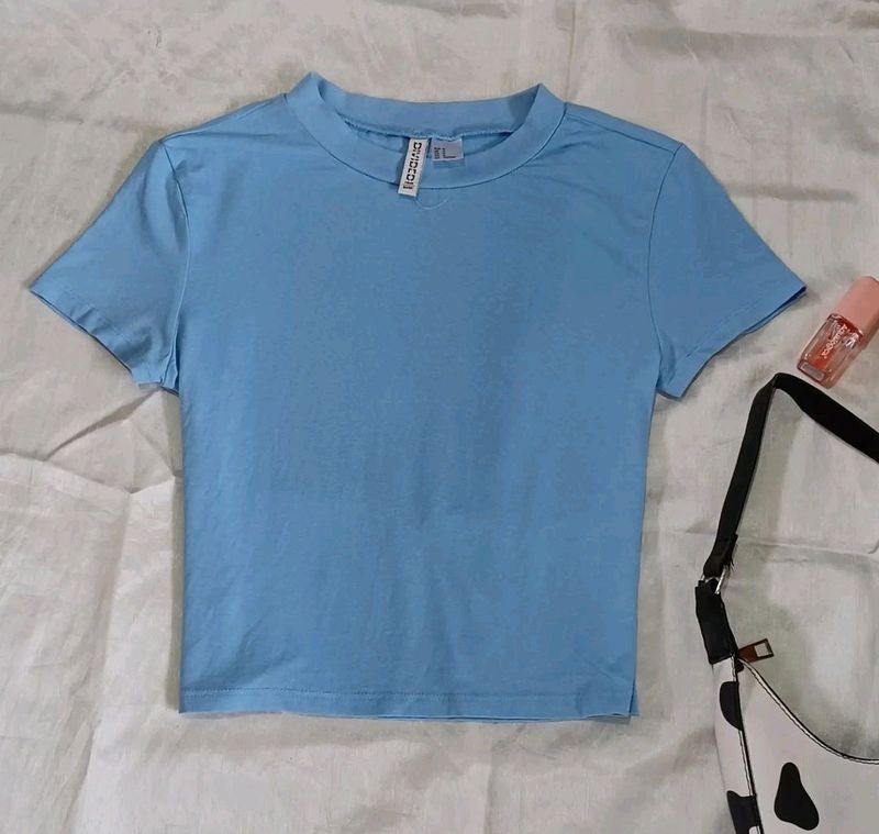 Basic Blue Baby T-Shirt Pinterest H&M Fitted Top