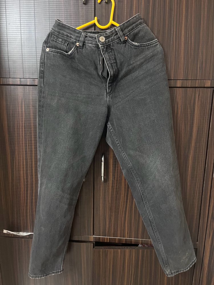 Wide Leg Charcoal Jeans