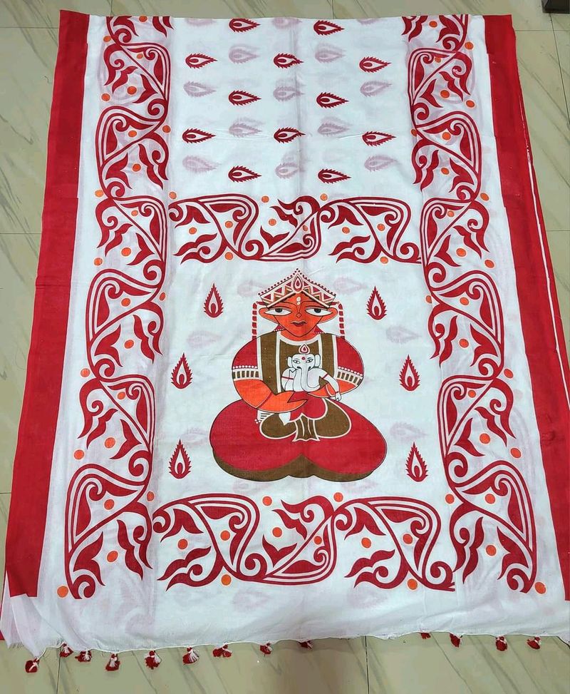 Beautiful Hand Printed Khadi Cotton Saree