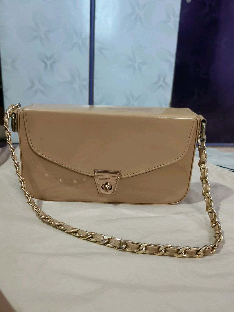 Beige Colour Party Appropriate Sling Bag