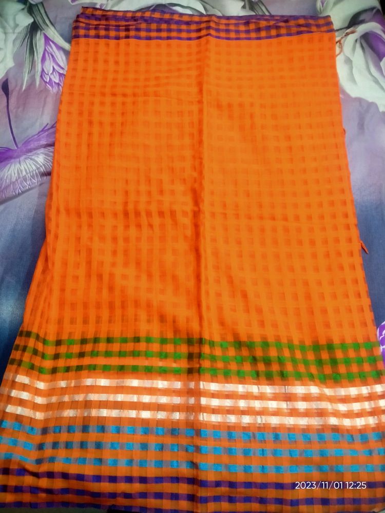 Bright Orange Saree