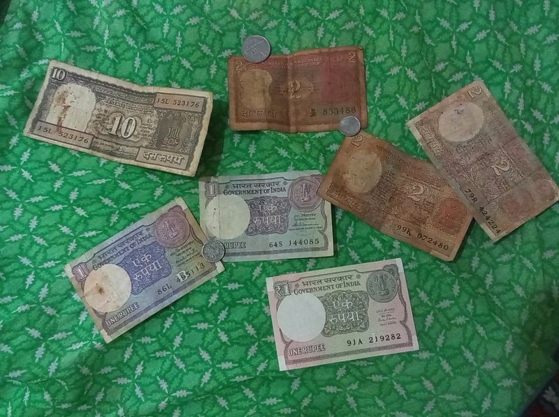 Combo Of Old Indian Notes And Coins