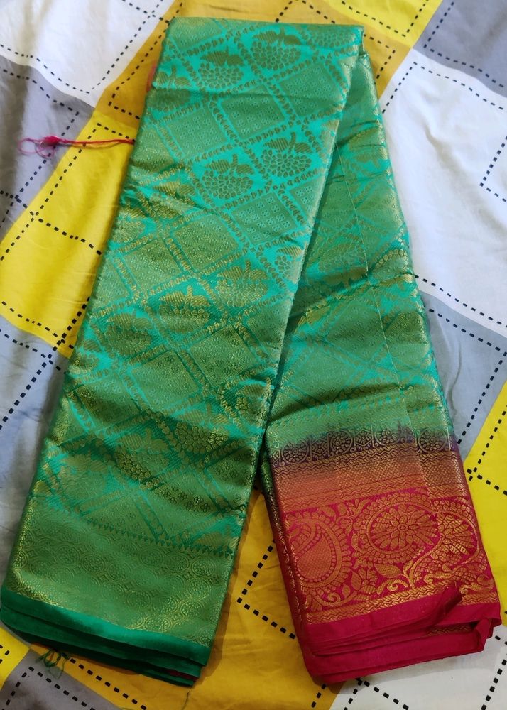 Brand New Soft Silk Saree Green Pink💚♥️