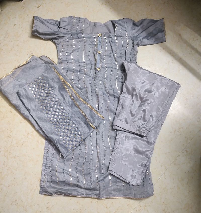 Silver Grey Kurti Set