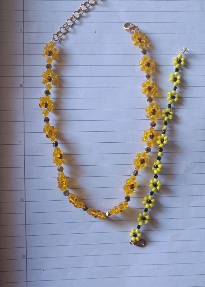 Sunflower Necklace And Bracelet Set