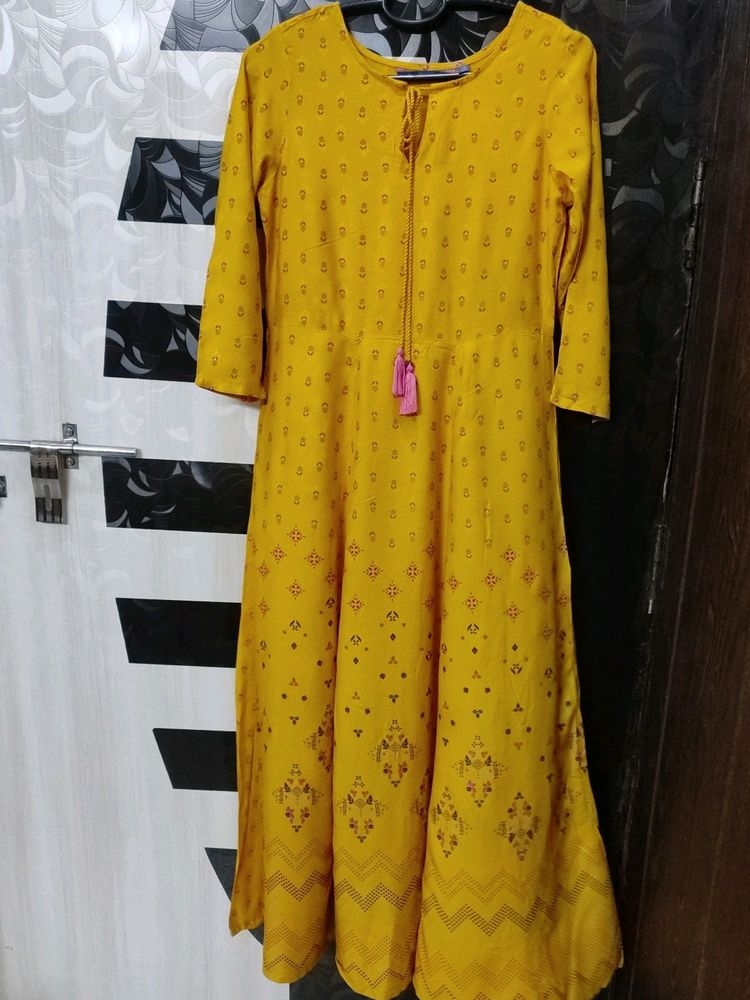 Mustard color A Line Kurti