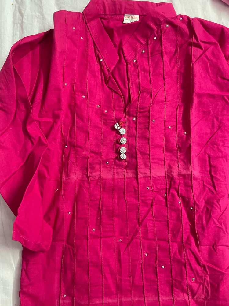 A-line Hot Pink Kurta