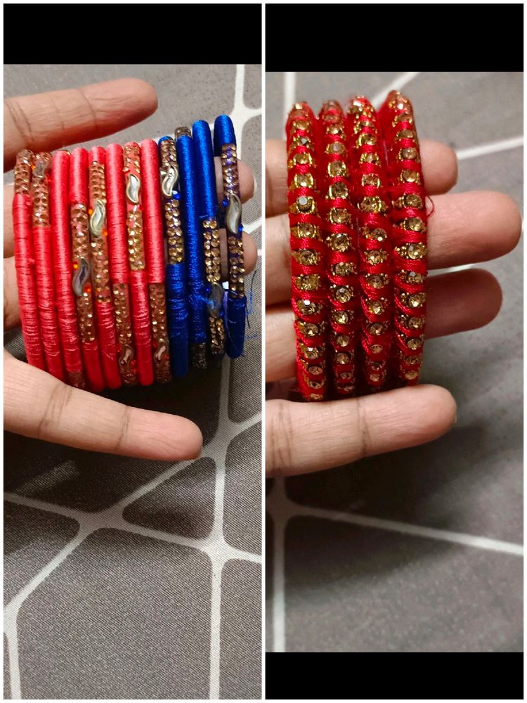 3 Sets Of Beautiful Silk Thread Bangles