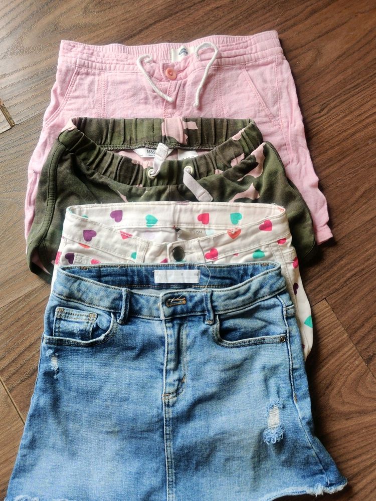 Combo - 3 Pairs Of Shorts And 1 Mini Skirt