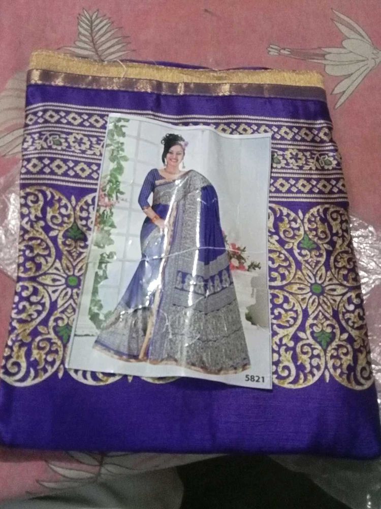 Premium Blue Silk Saree_NEW_With Blouse Pc_ Qty. 1