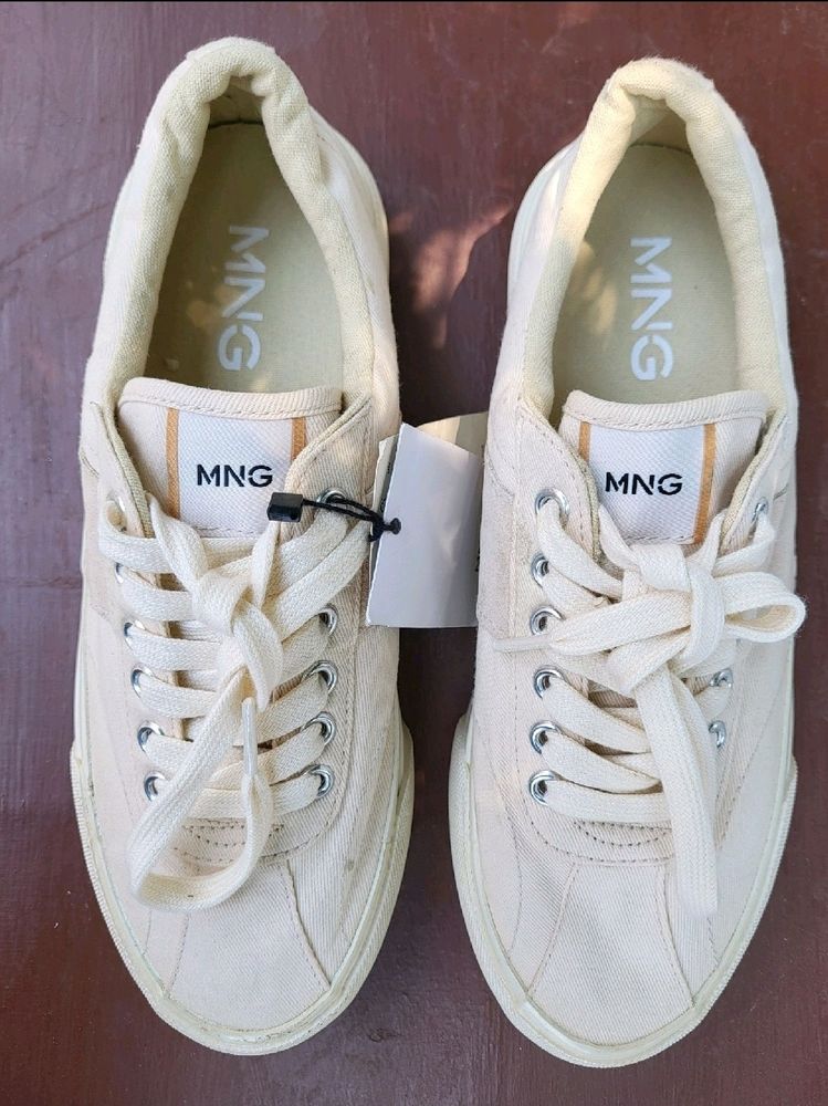 Mango Off White Solid Sneakers