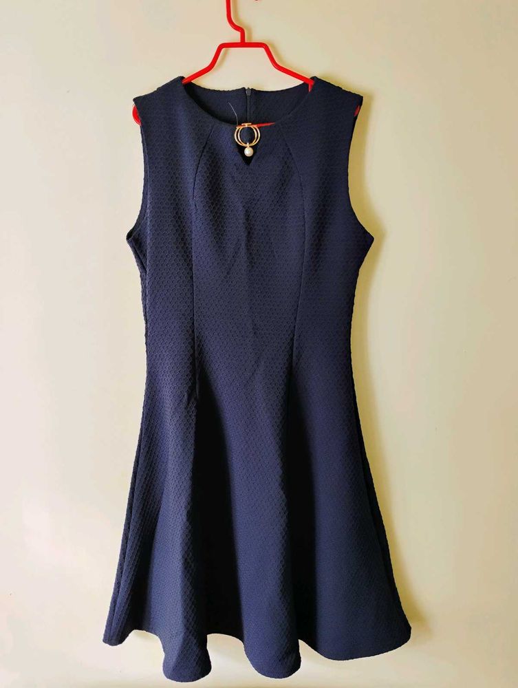 Navy Blue Van Heusen Solid Dress