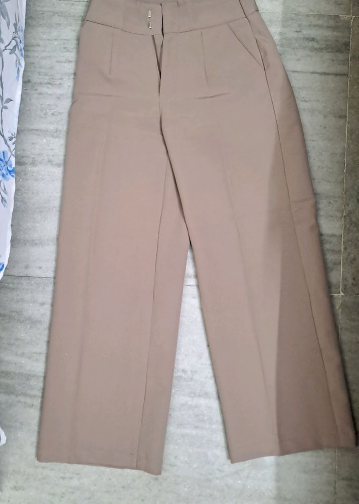 Beige Formal Trousers