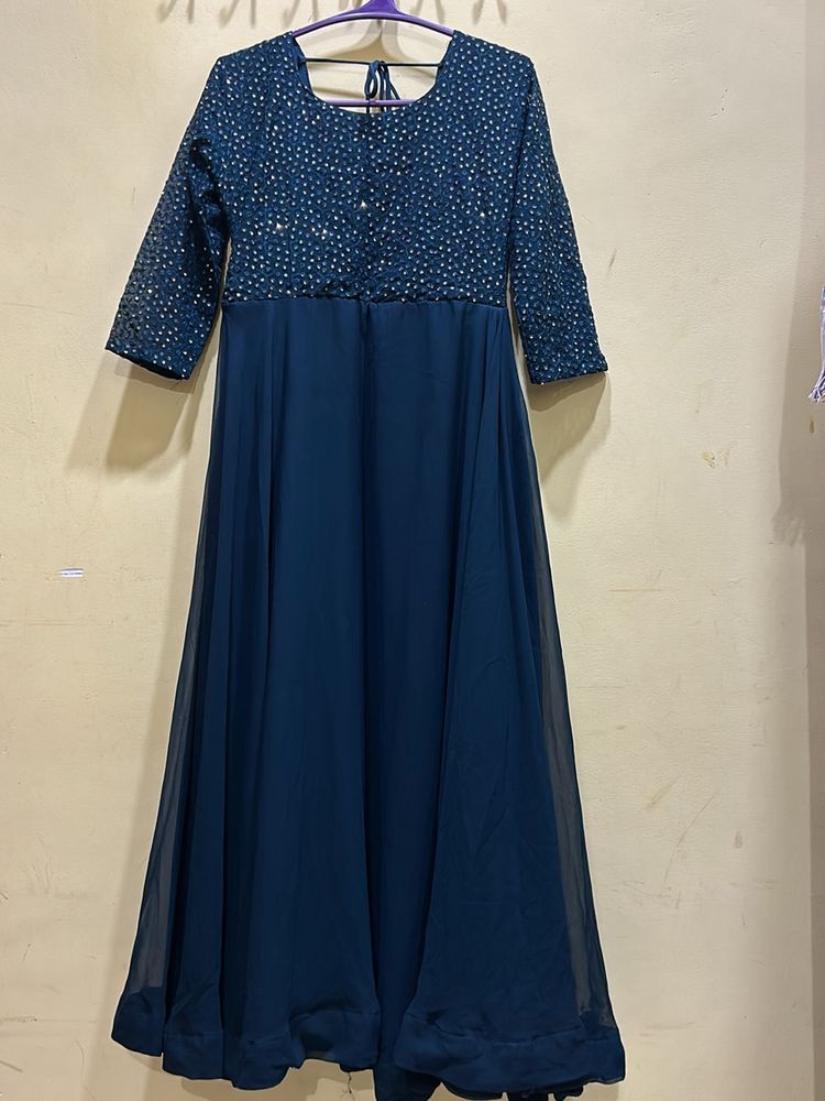 Teal Colour Festive Wear Long Kurta&Dupatta Size L