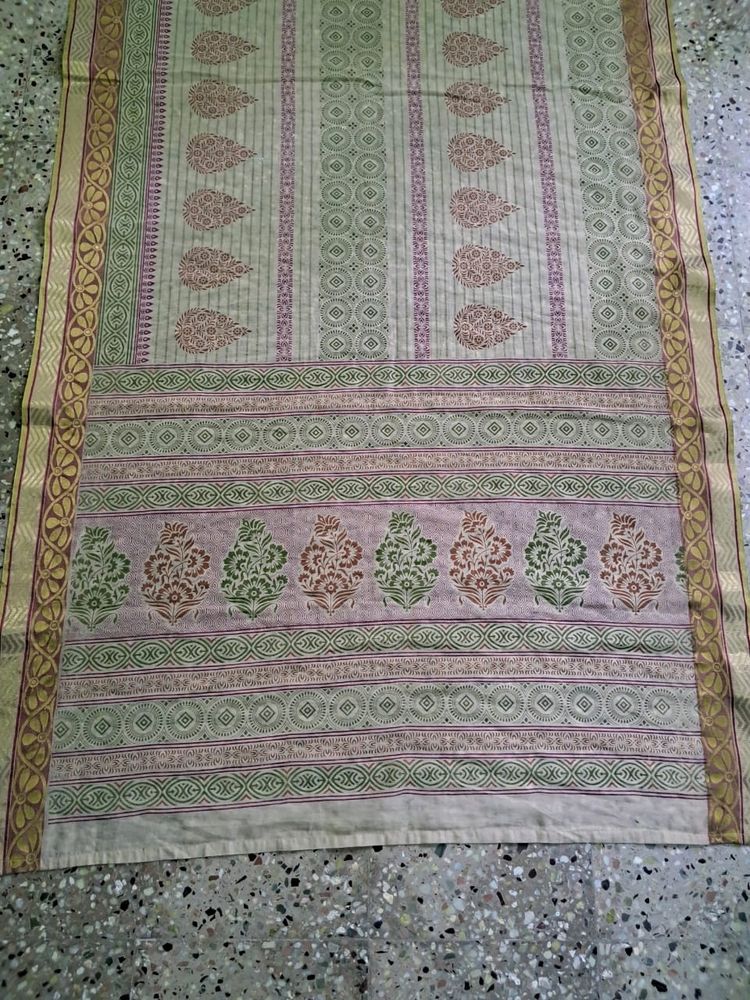 Pure Cotton Saree With Printed