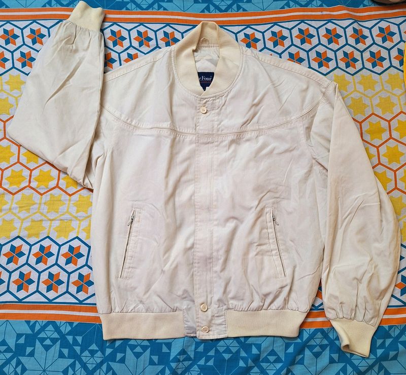 Vintage Par Four Cream Bomber Style Jacket XL