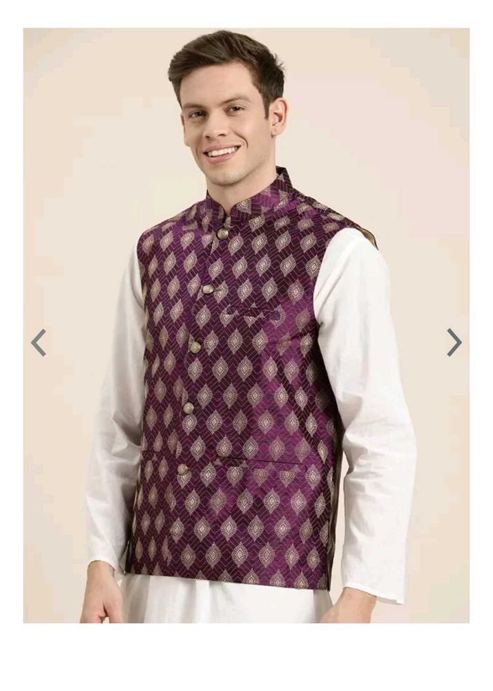 Unused New SOJANYA purple & Golden Nehru Jacket