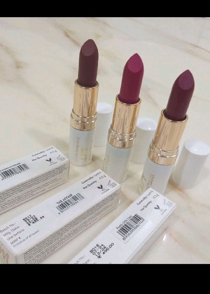 3 satin matte lipsticks