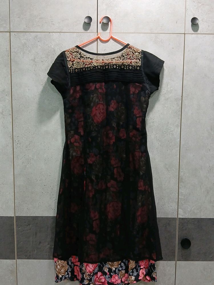 Black And Pink Floral Dress