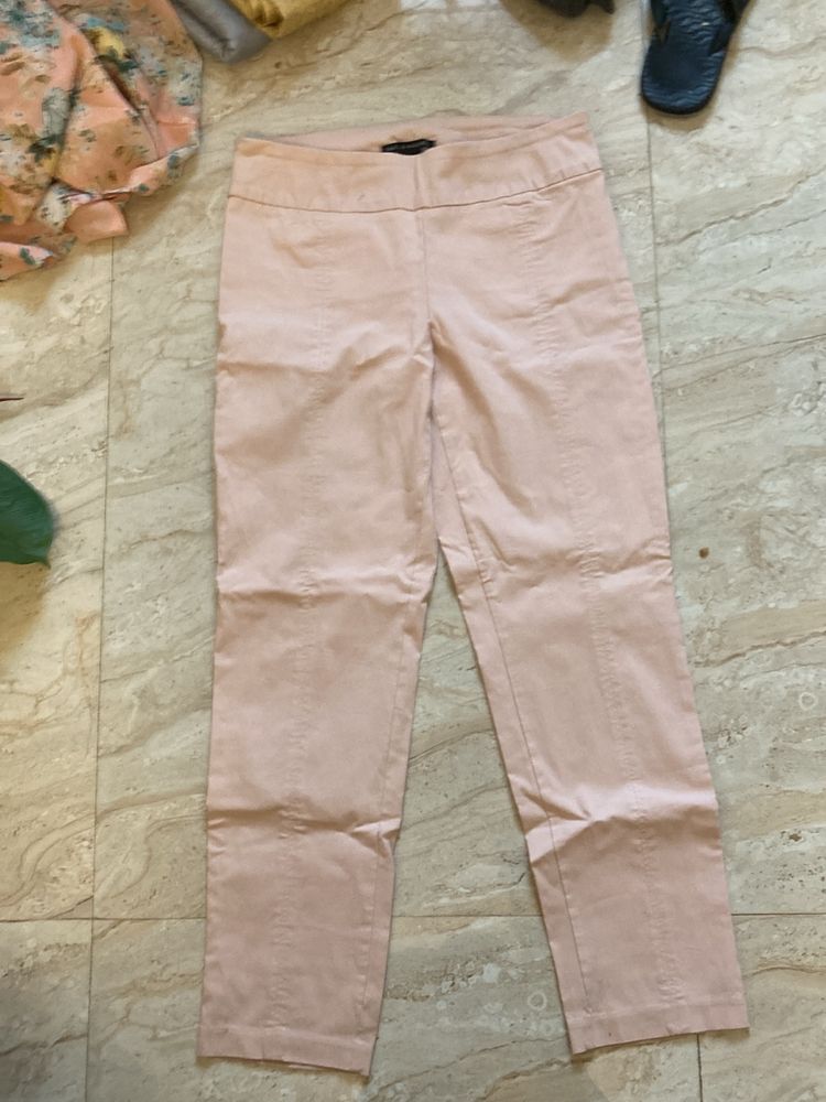 Stretchy Peach Straight Cut Slim-ish Pants