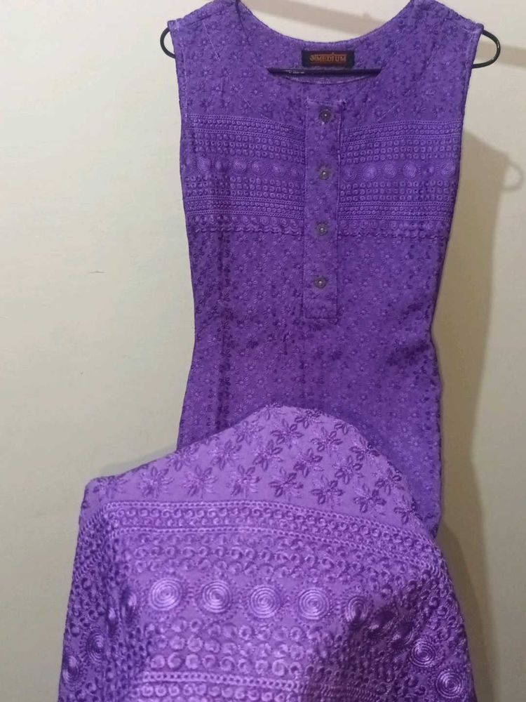 Lavender Chikankari Kurta Set