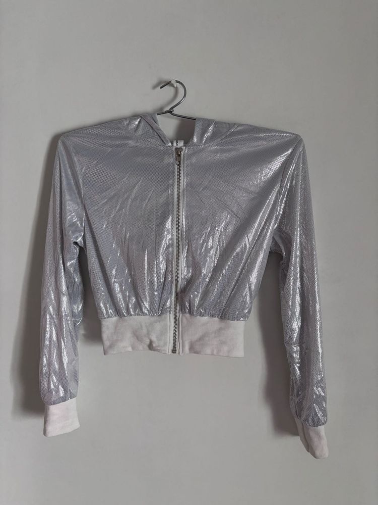 Blingy silver jacket With Cap