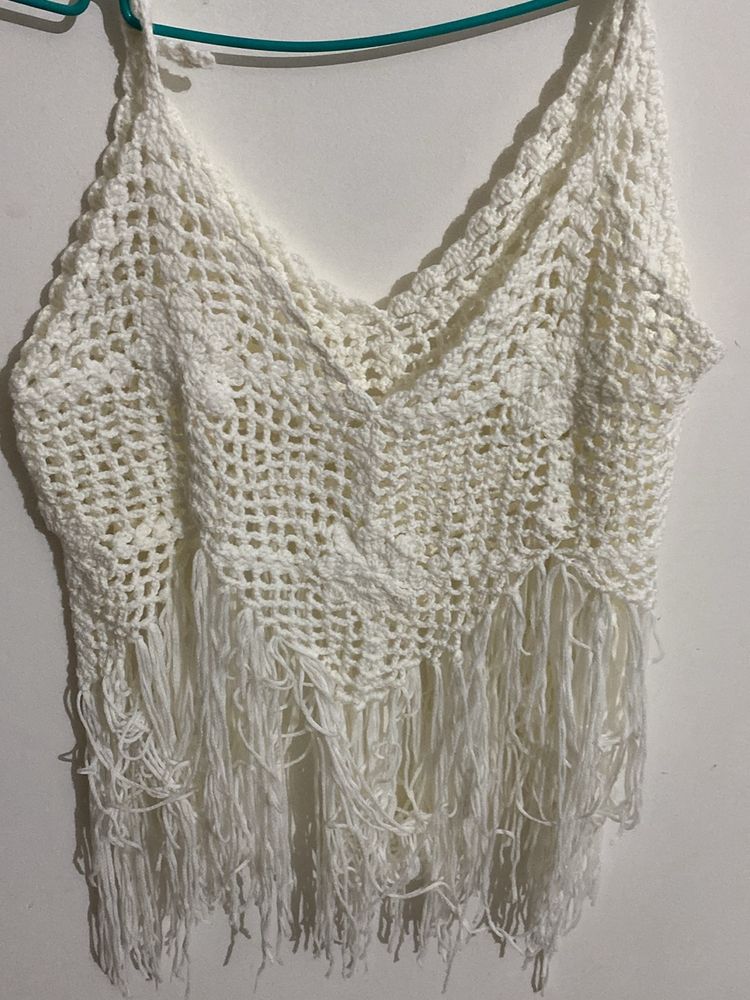 New Knitted Stylish Off White Top